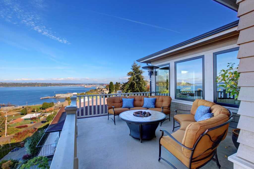 Cozy patio area with Puget Sound view. Tacoma, WA